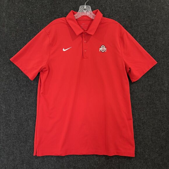 Ohio State Buckeyes Polo Shirt Men's Large Red Nike Dri-FIT Golf Athletic NCAA - Picture 1 of 8